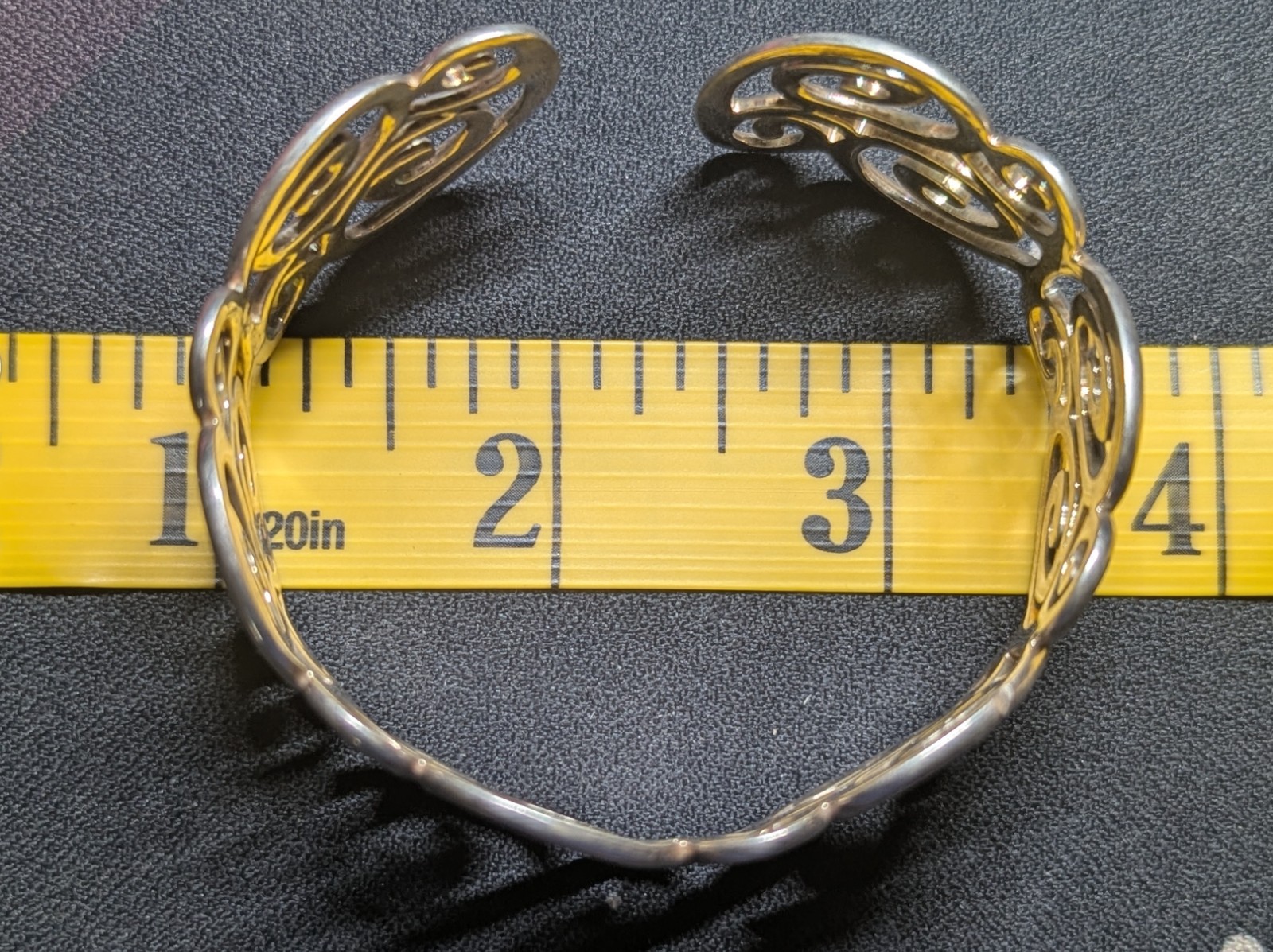 Sterling Silver 925 Ornate Scrollwork Filigree Open Cuff Bracelet 35 grams