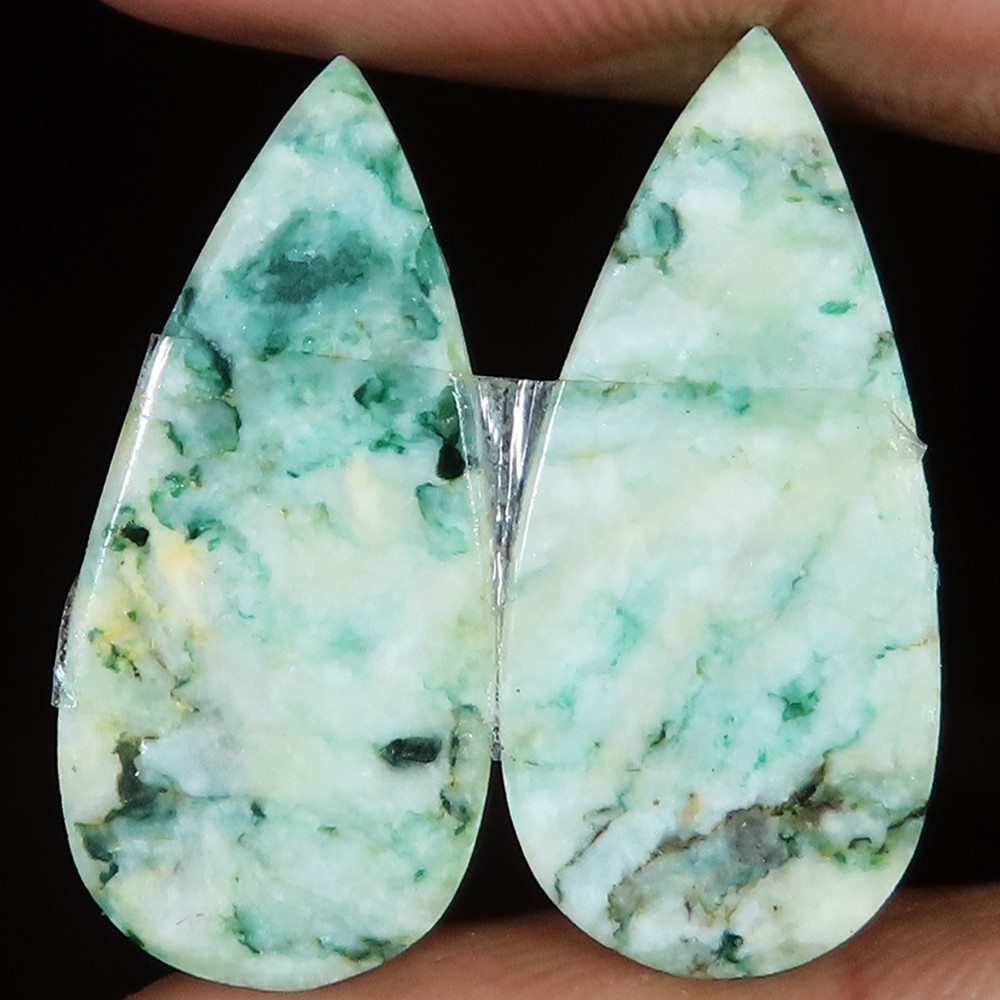(13X30X03 MM) 32.60 Carat. NATURAL MARIPOSITE PAIR PEAR CABOCHON LOOSE GEMSTONE