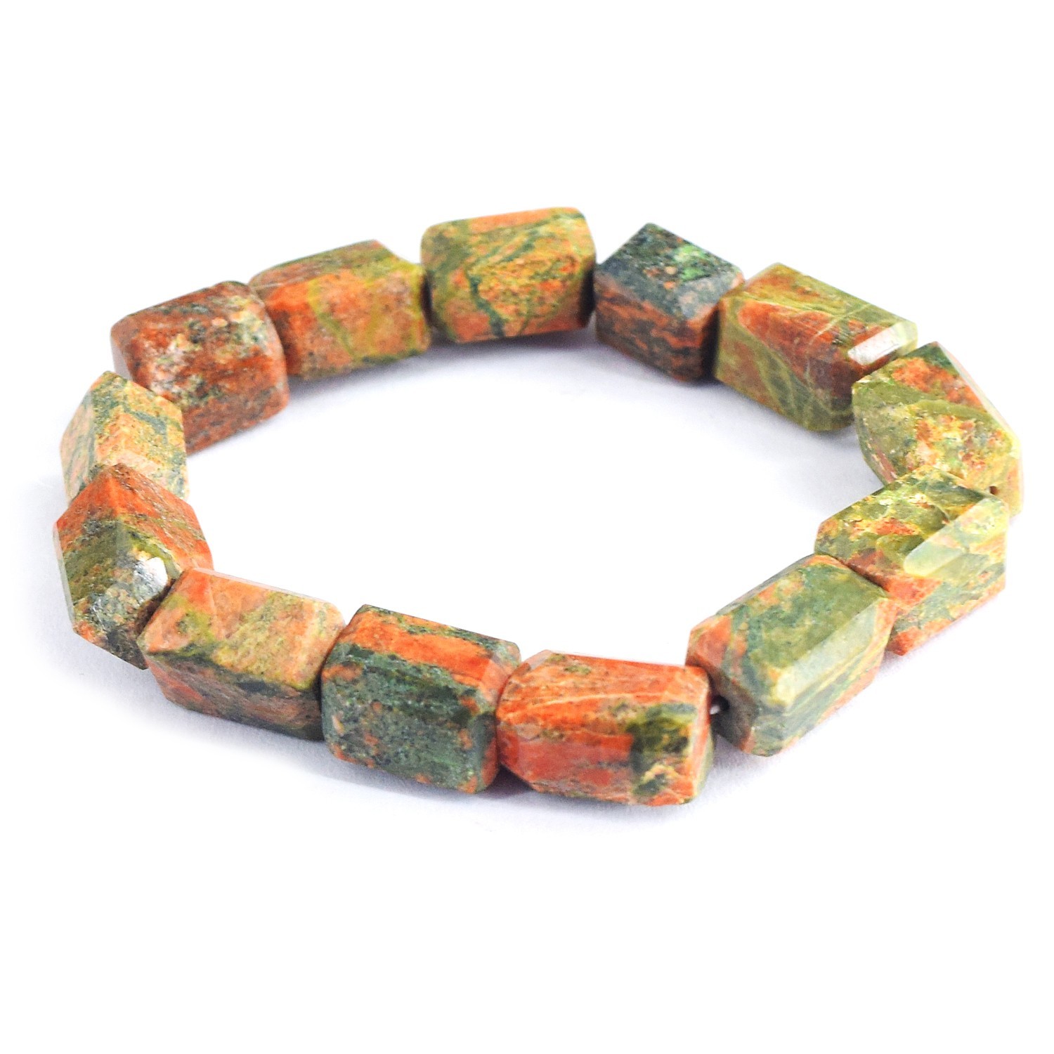 Blood Green Unakaite 190.00 Cts Attractive Stretchable Bracelet Beaded RK 175AZ1