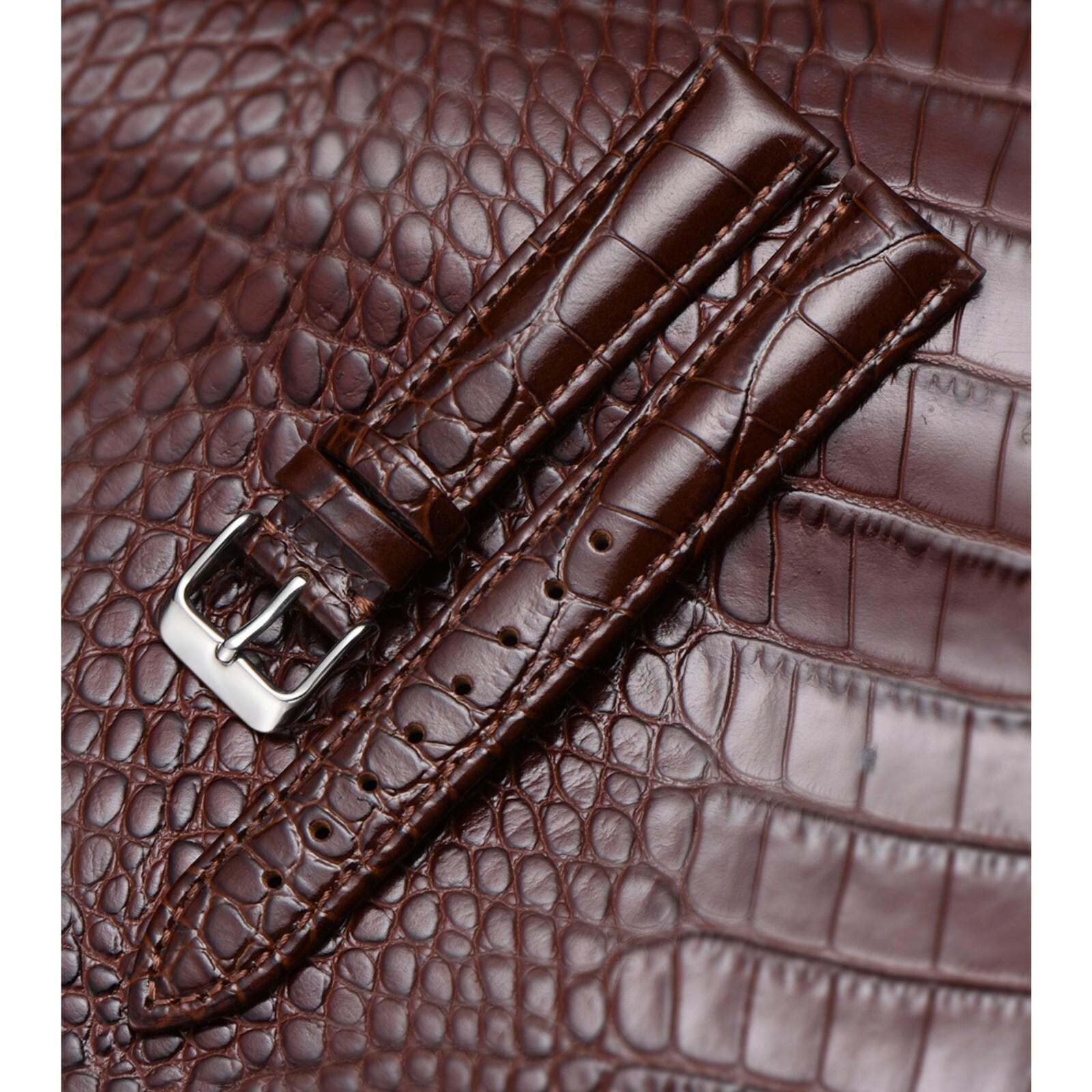 18-24mm Genuine Leather ALLIGATOR Embossed Watch Strap Band For BREITLING