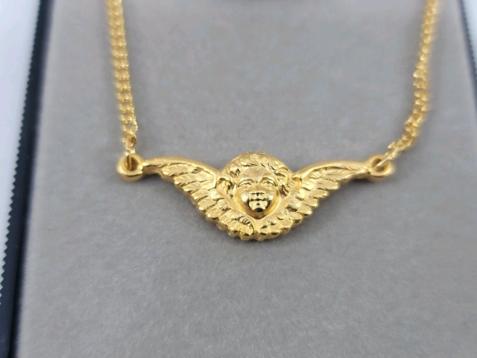 JoAnne Jewels 22kt Yellow Gold EGP Plated Cherub Angel Wings Necklace New