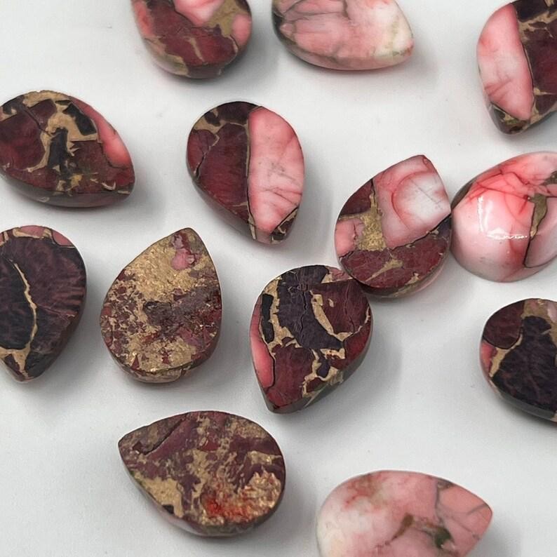 Red Rose Buffalo Turquoise Cabochon Pear Shape Loose Gemstone For Jewelry Making