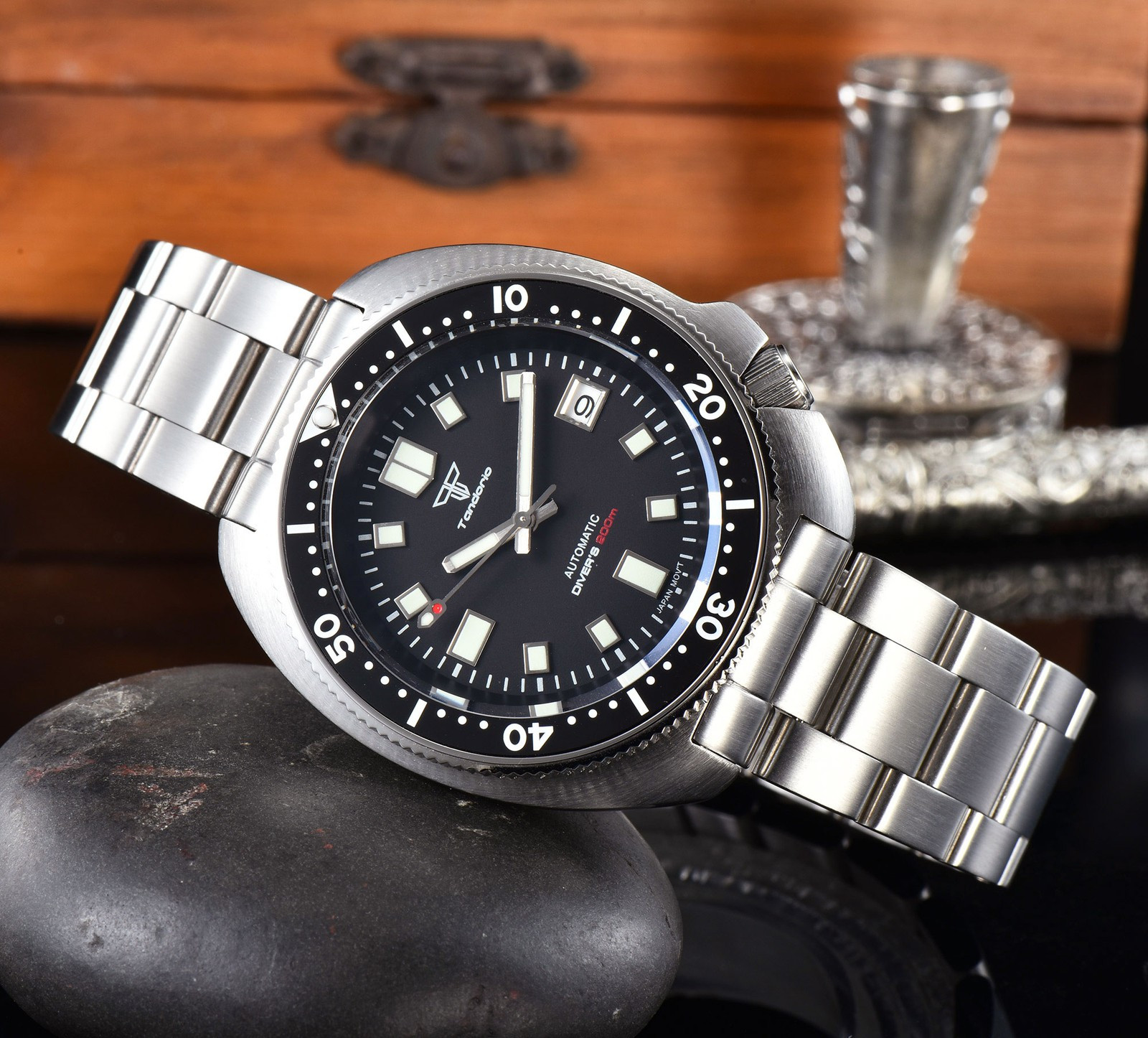 Tandorio 44mm Men’s Automatic Mechanical 200M Dive Watch Miyota 8215 PT5000