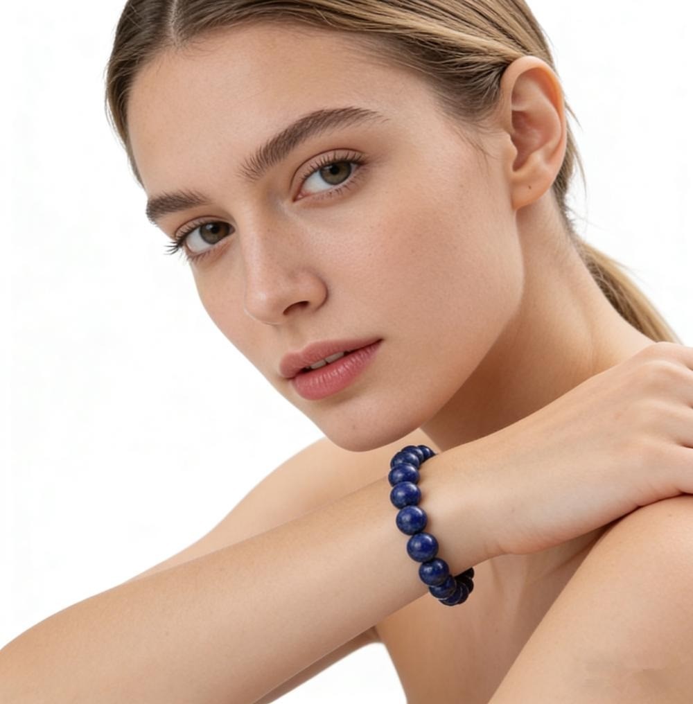 Lapis Lazuli Bracelet Natural Stone Beaded Wrap Boho Jewelry Gift