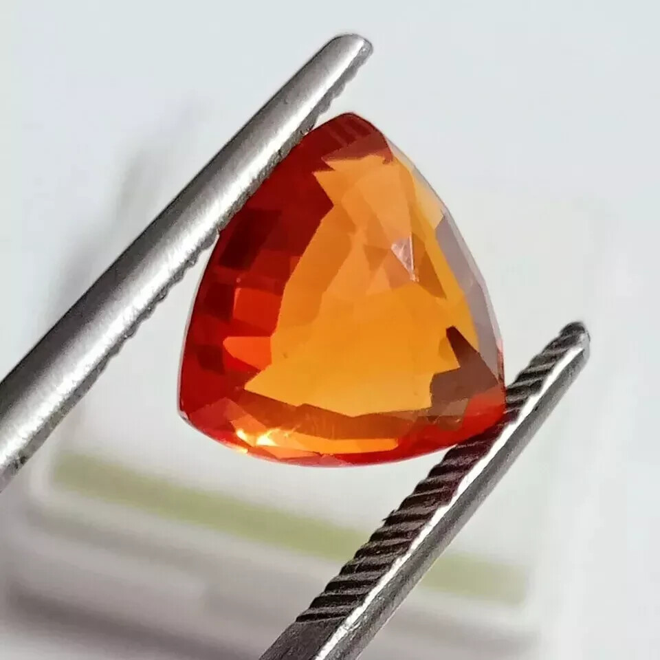 Flawless Mexican Fire Opal Red Orange 15 Ct Natural Loose Gemstone Trillion Cut