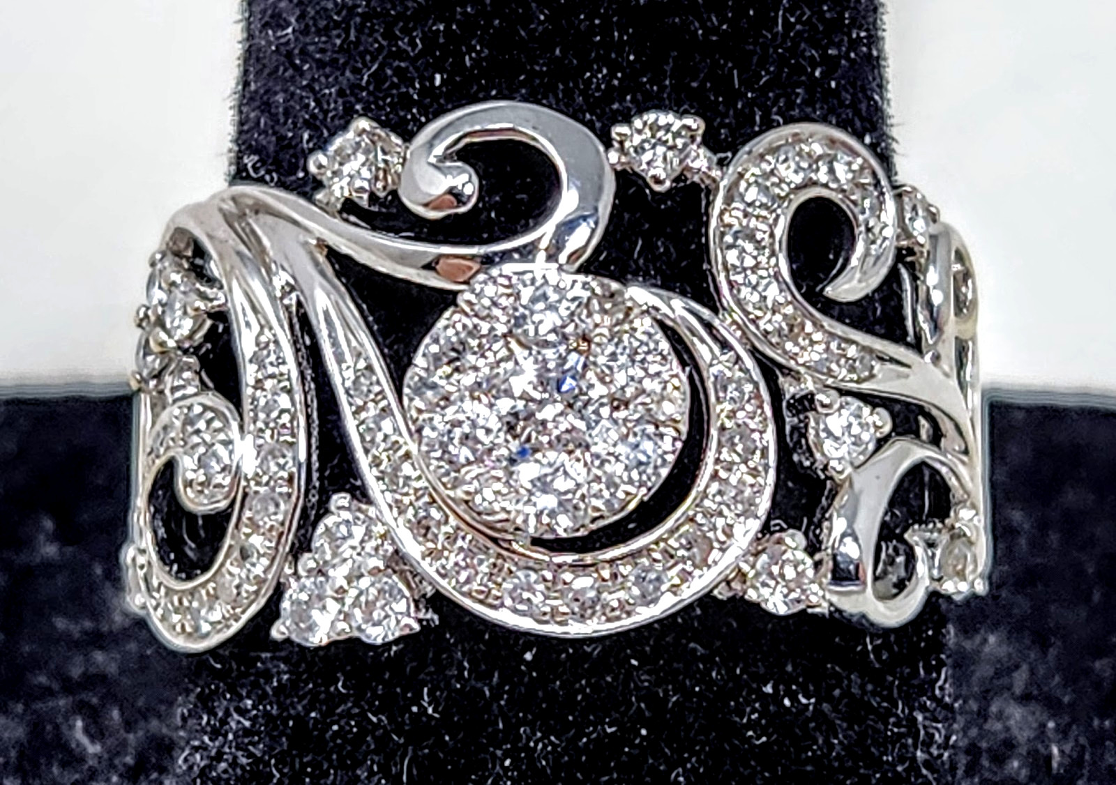 Effy Bouquet 14K White Gold Diamond Filigree Ring, ~0.53 TCW Size 7.5