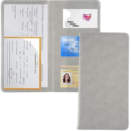 UYYE Auto Car Registration and Insurance Documents Holder – PU Leather Grey