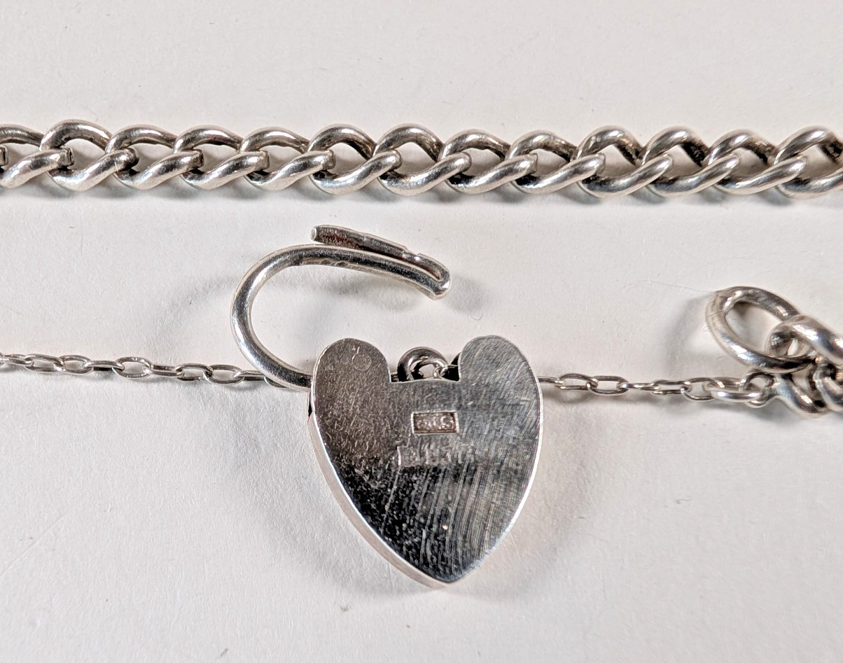 Vintage W J Sutton Sterling Silver Charm Bracelet Hallmarked Birmingham 16cm/9g