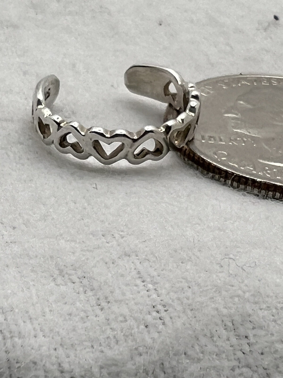 Sterling 925 Silver Adjustable Ring Size 1 – 4 Hearts Band 1.1 Gram 3mm