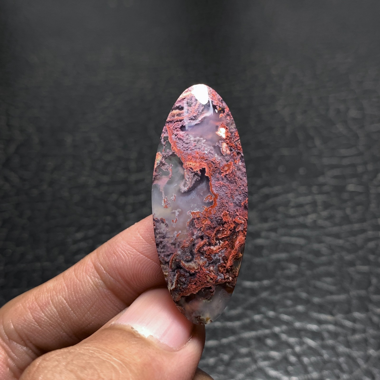 Moss Agate Cabochon 40x16x5.5mm High Quality 27 ct