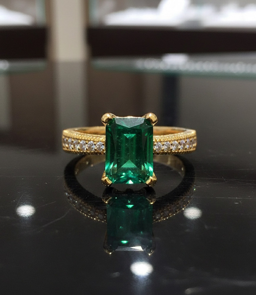 2.80 Ct Unique 2026 Emerald Natural Emerald Diamond Wedding Ring 14K Yellow Gold