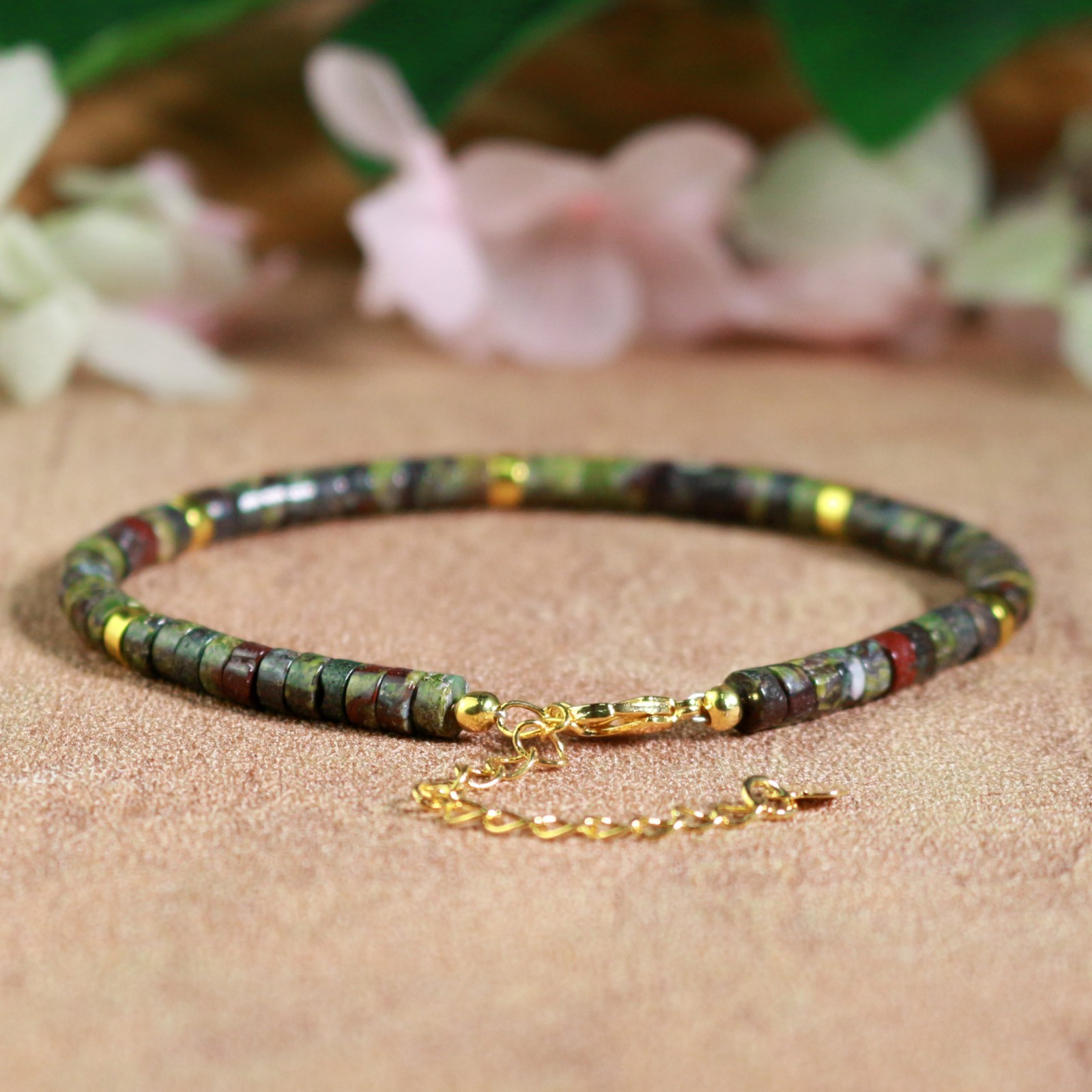 Natural Dragon Blood Beads Healing Crystal Grounding Stone Minimalist Bracelet