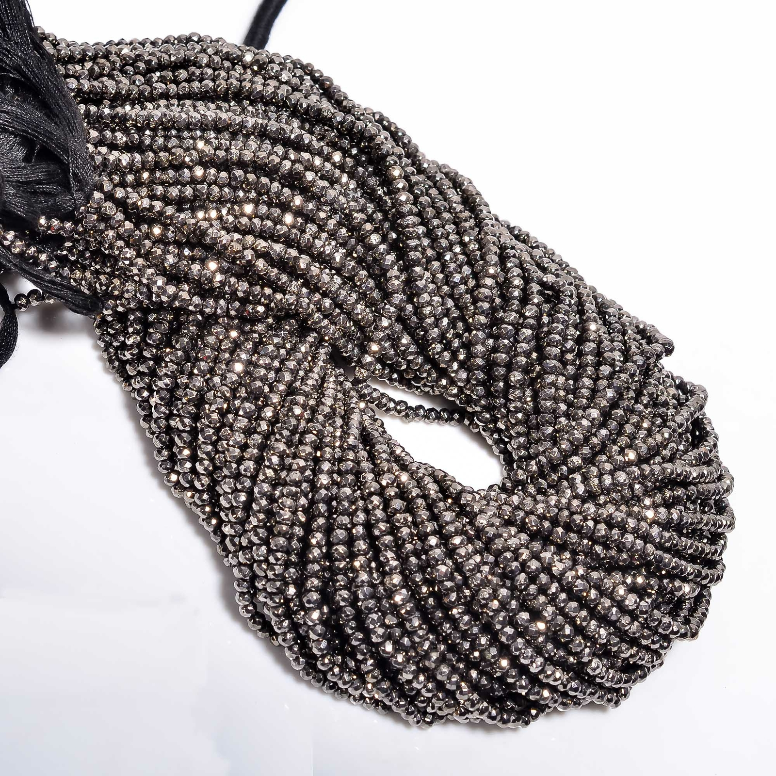 Natural Brown Coated Pyrite Gemstone Round Faceted Beads 3X3mm Strand 13″ EB-417