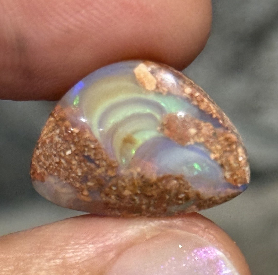 9.35ct 19.4x14x6mm Australian Crystal Pipe Boulder Opal Free Form Cabochon Gem