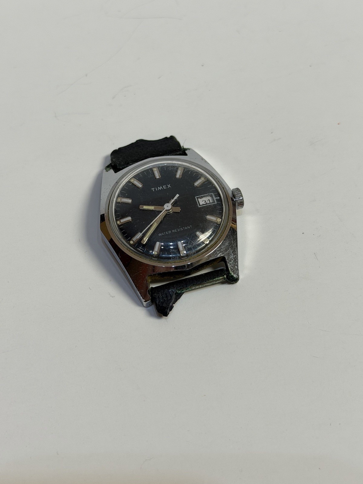 Timex Marlin Watch Mechanical England Blue Dial Untested Pre Owned