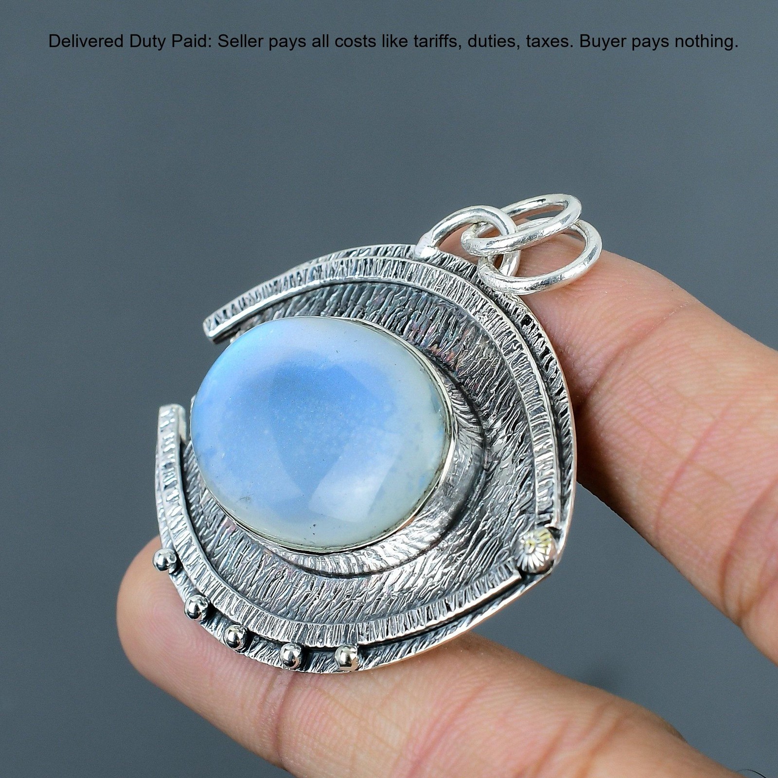 Natural Rainbow Moonstone 925 Silver Handmade Birthday Mother Engagement Pendant
