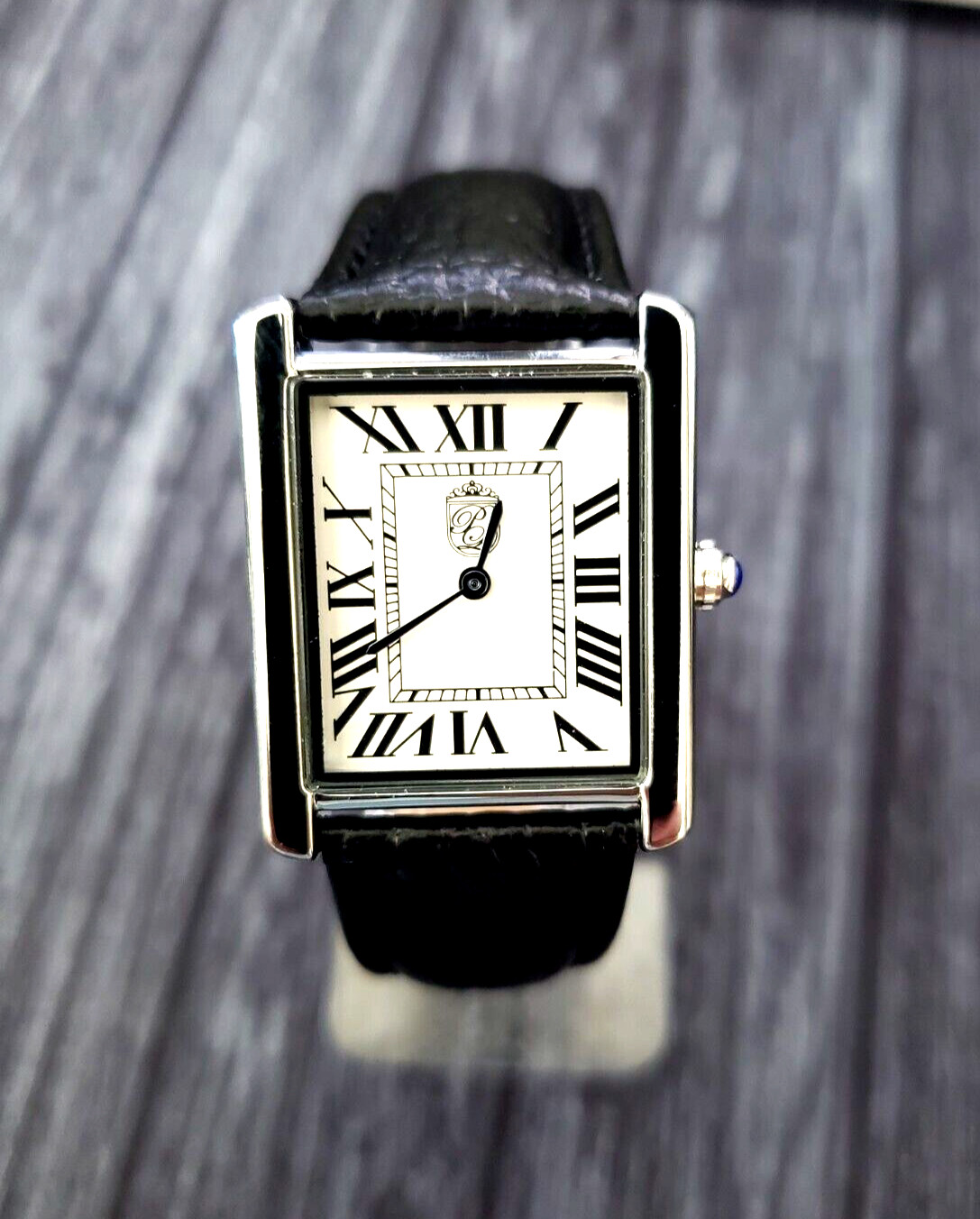 NICE Pierre Lucerne 1888 Vintage Tank Style Swiss Inspired Mens Watch Blk Band