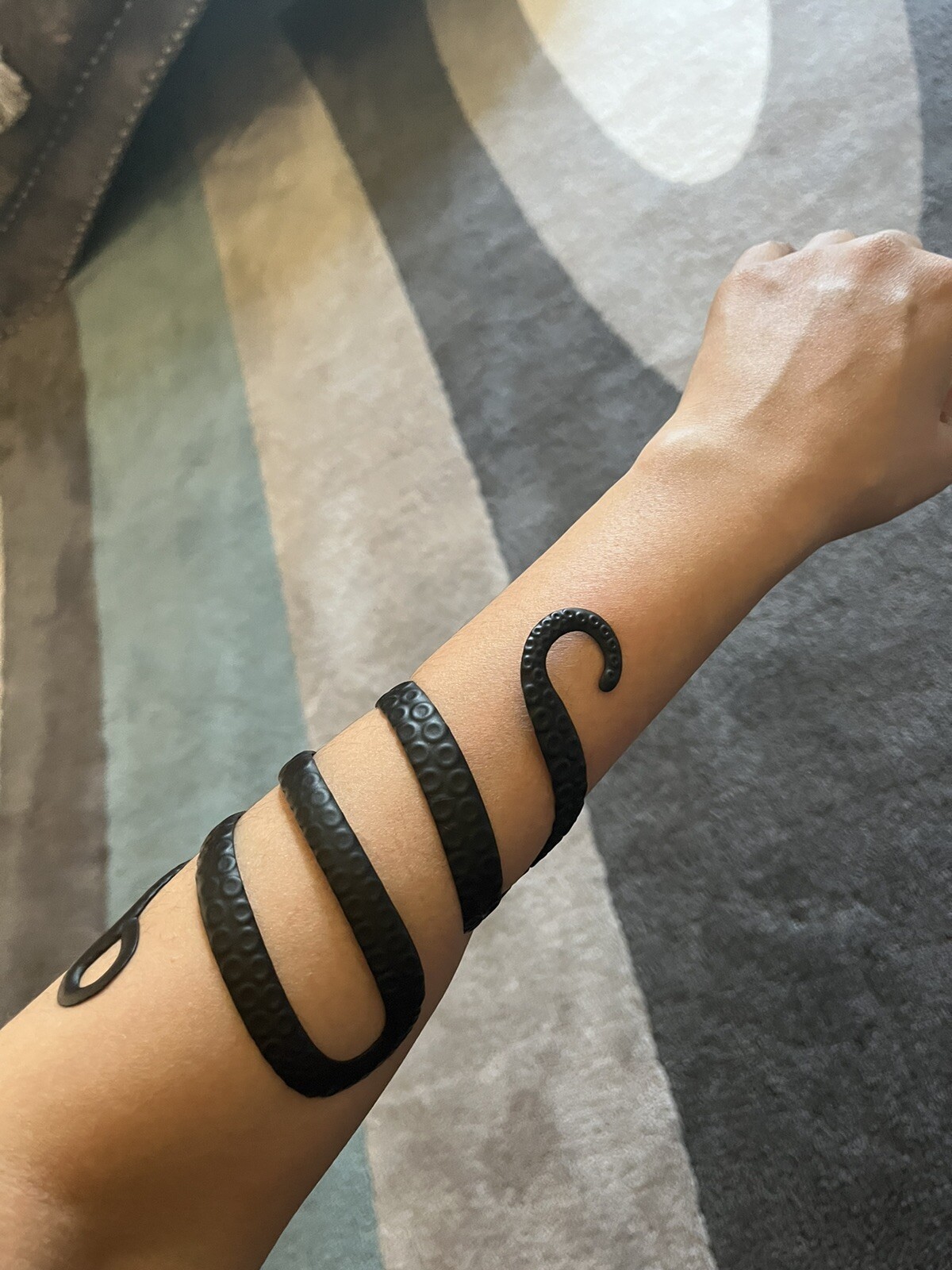 Black Cuff Bracelet Snake Octopus Acrylic Kraken Tentacle Bracelet Chunky Gothic