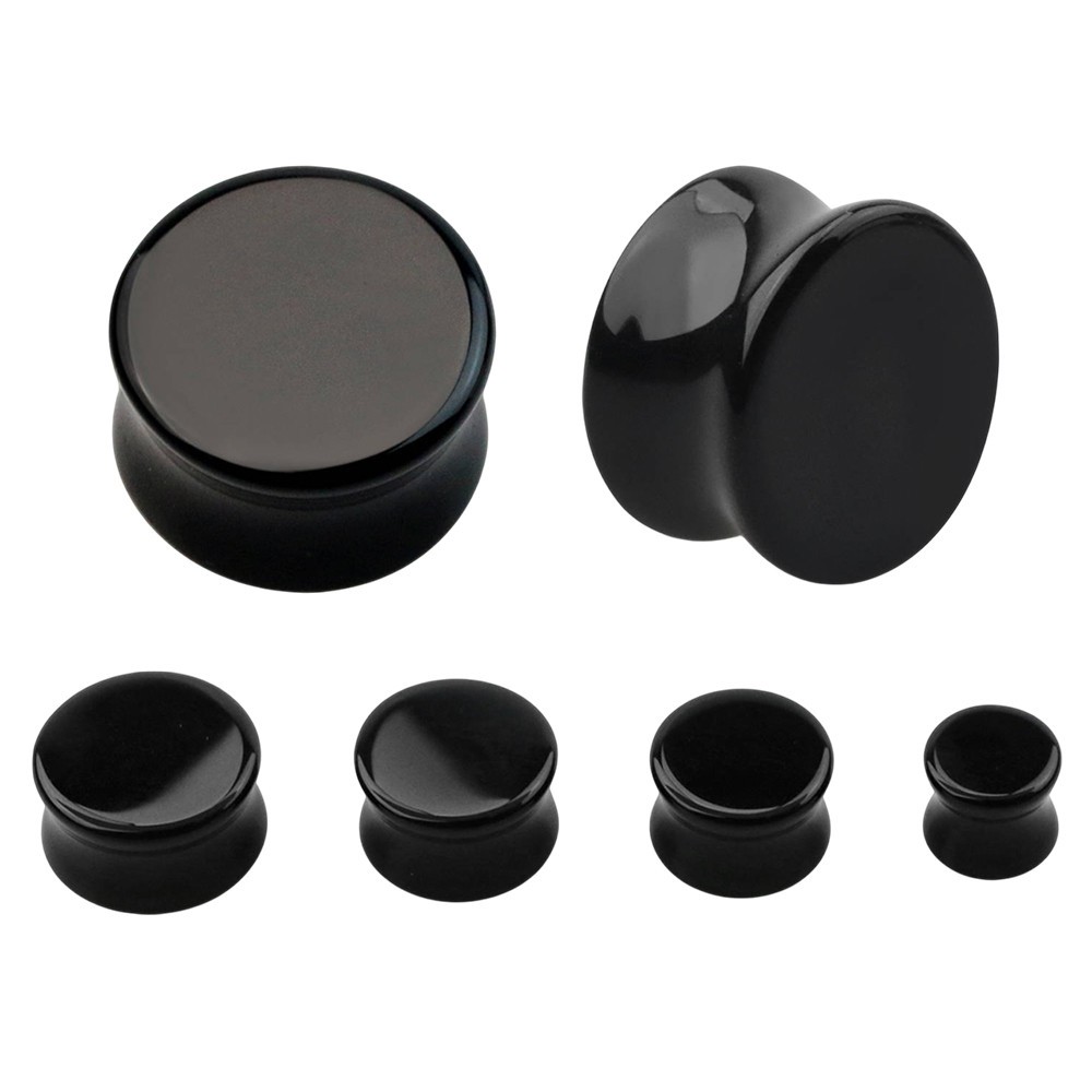 Onyx Stone Double Flare Concave Tunnels Ear Gauges Plugs Expanders Piercing