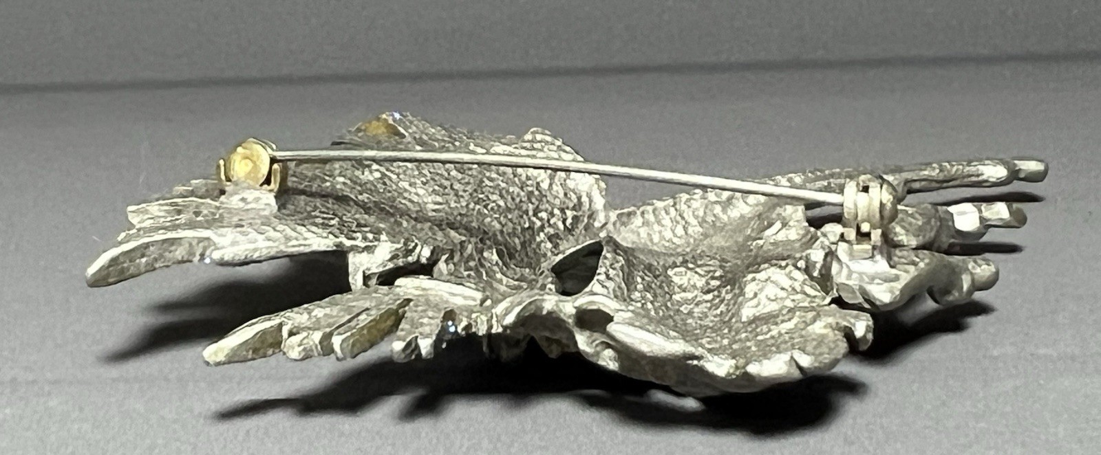Vintage JJ Jonette Brooch Pewter Horse Pegasus Purple Glitter 3.5 Inches