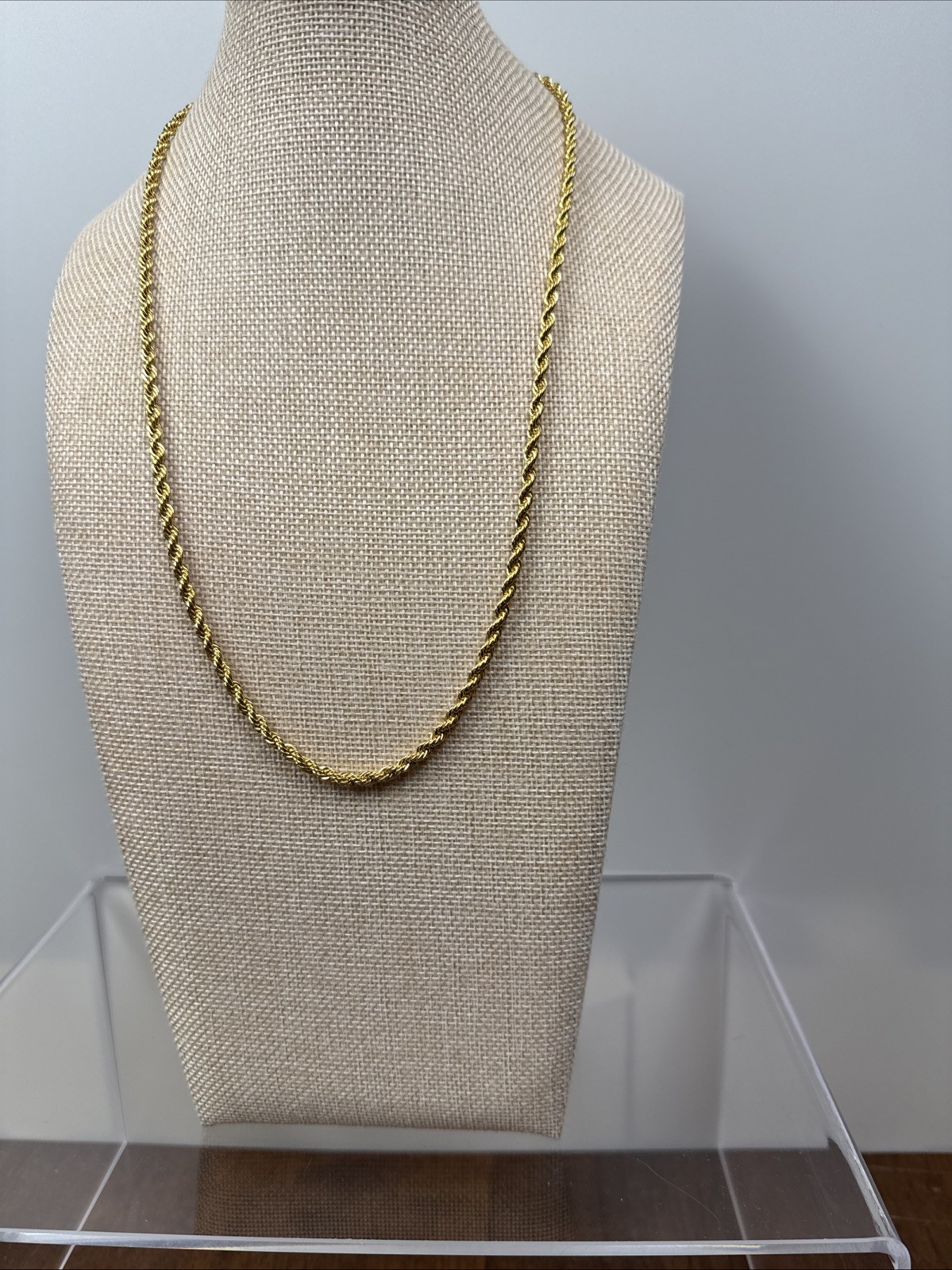 24 Inch Gold Tone Rope Necklace. 1/8 Inch Thick. E5