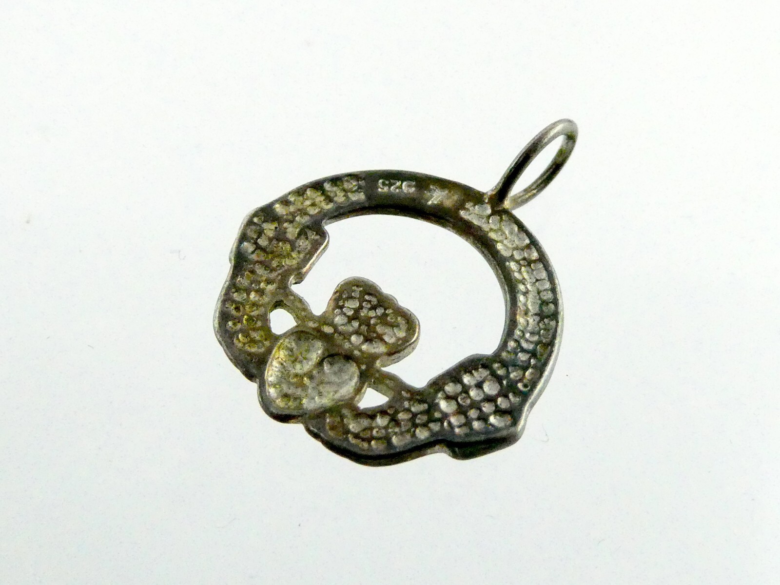 Vintage Sterling Silver Claddagh Hands and Heart Pendant 925 1 Inch 2.4 Grams