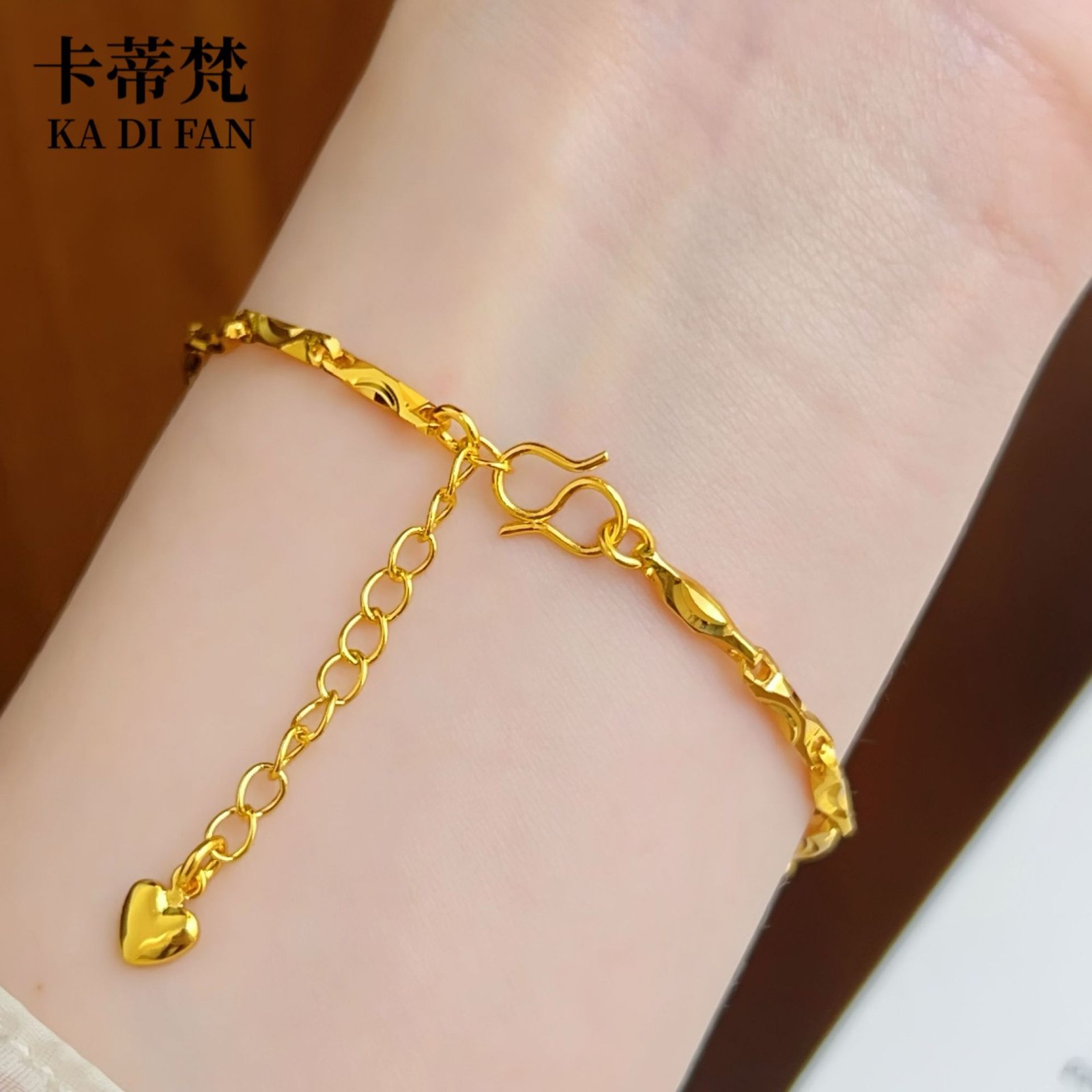 24K Thai Baht Yellow Gold shiny gold ingot bracelet