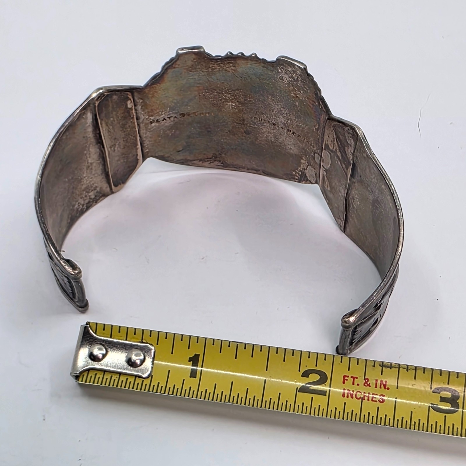 Vintage Peruvian Sterling Silver 925 Pre-Columbian Deity Face Cuff Bracelet