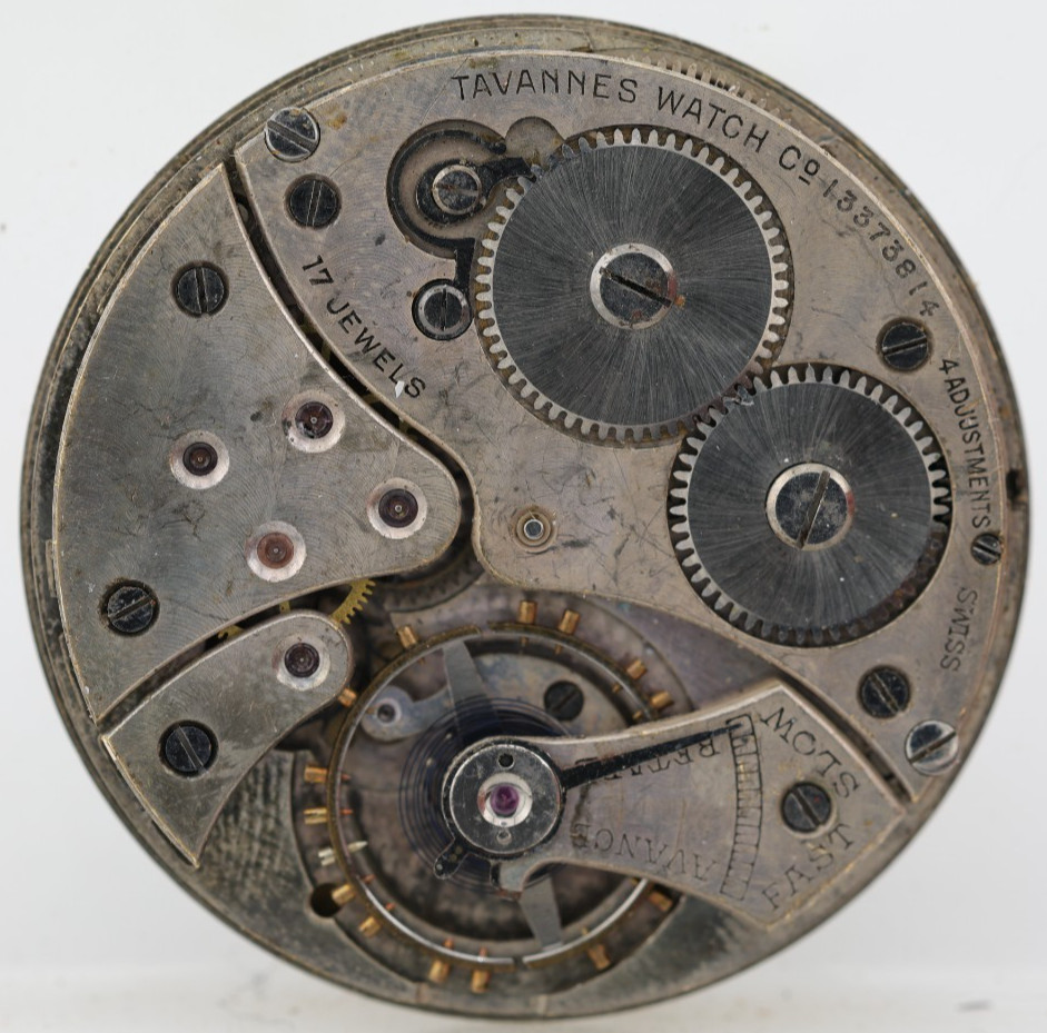 TAVANNES 17j SWISS 13373814 HIGH GRADE POCKET WATCH MOVEMENT, 39.7mm (OD)