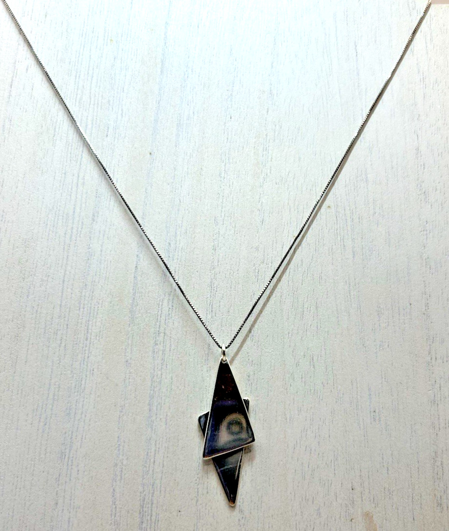 Sterling Silver ORB Otto Robert Bade Modernist Triangle Pendant Necklace 6.2 gr
