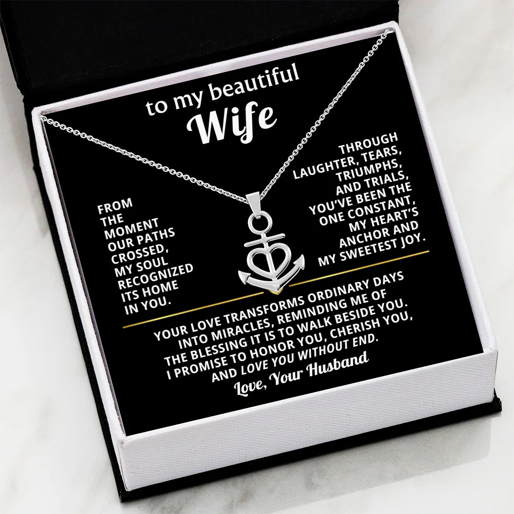 Wife Necklace Gift – You Are My Anchor