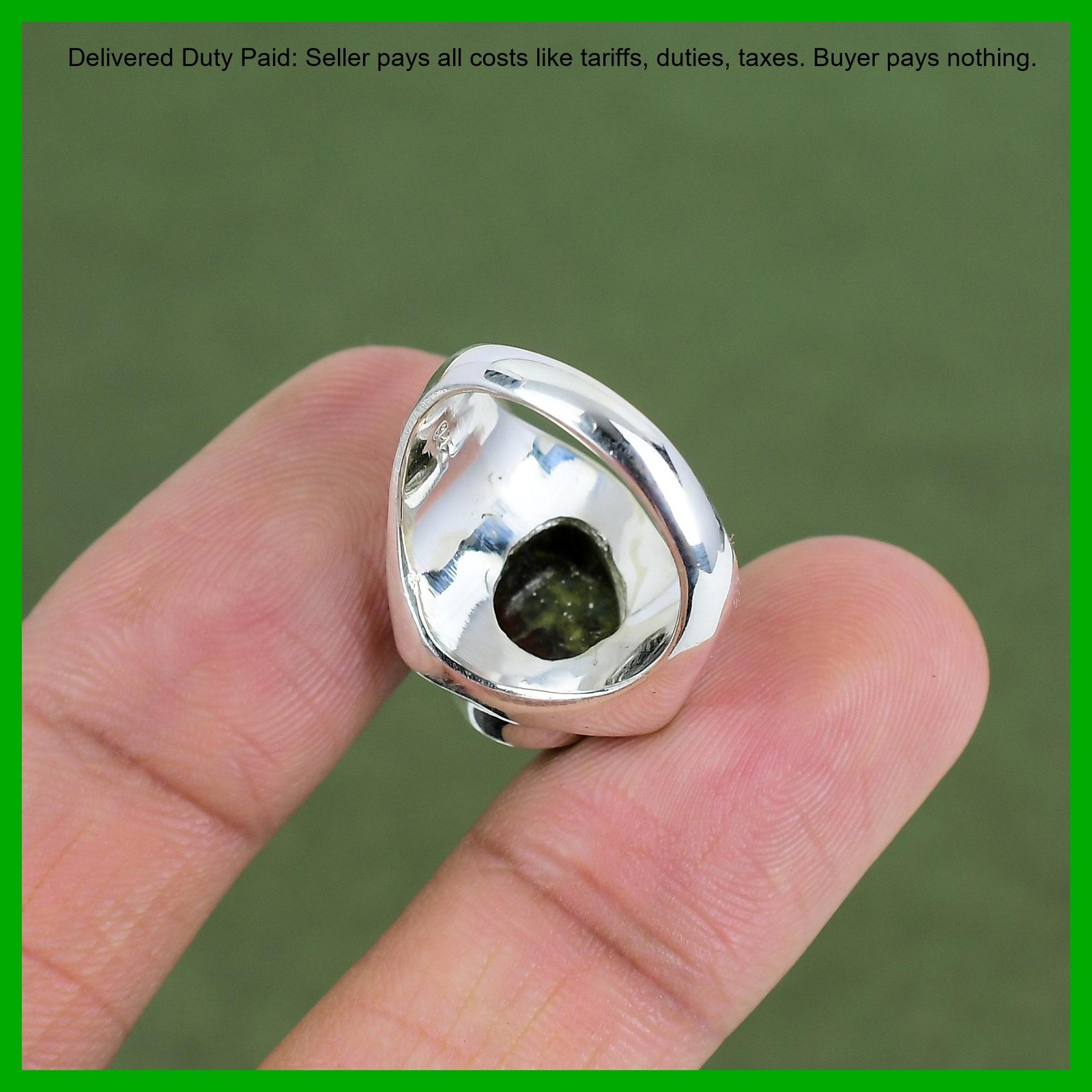 925 Silver Oval Natural Dragon Bloodstone Unique Bezel Artisan Wife Promise Ring