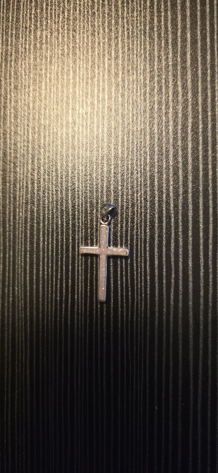 White Lab Opal Cross Pendant Sterling Silver 925 Pretty