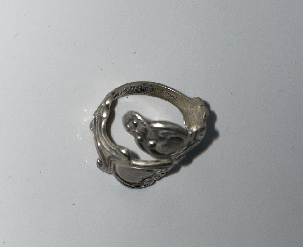 Avon Treasured Heart Sterling Silver Spoon Ring Valentine’s Wrap 925 Size Varies