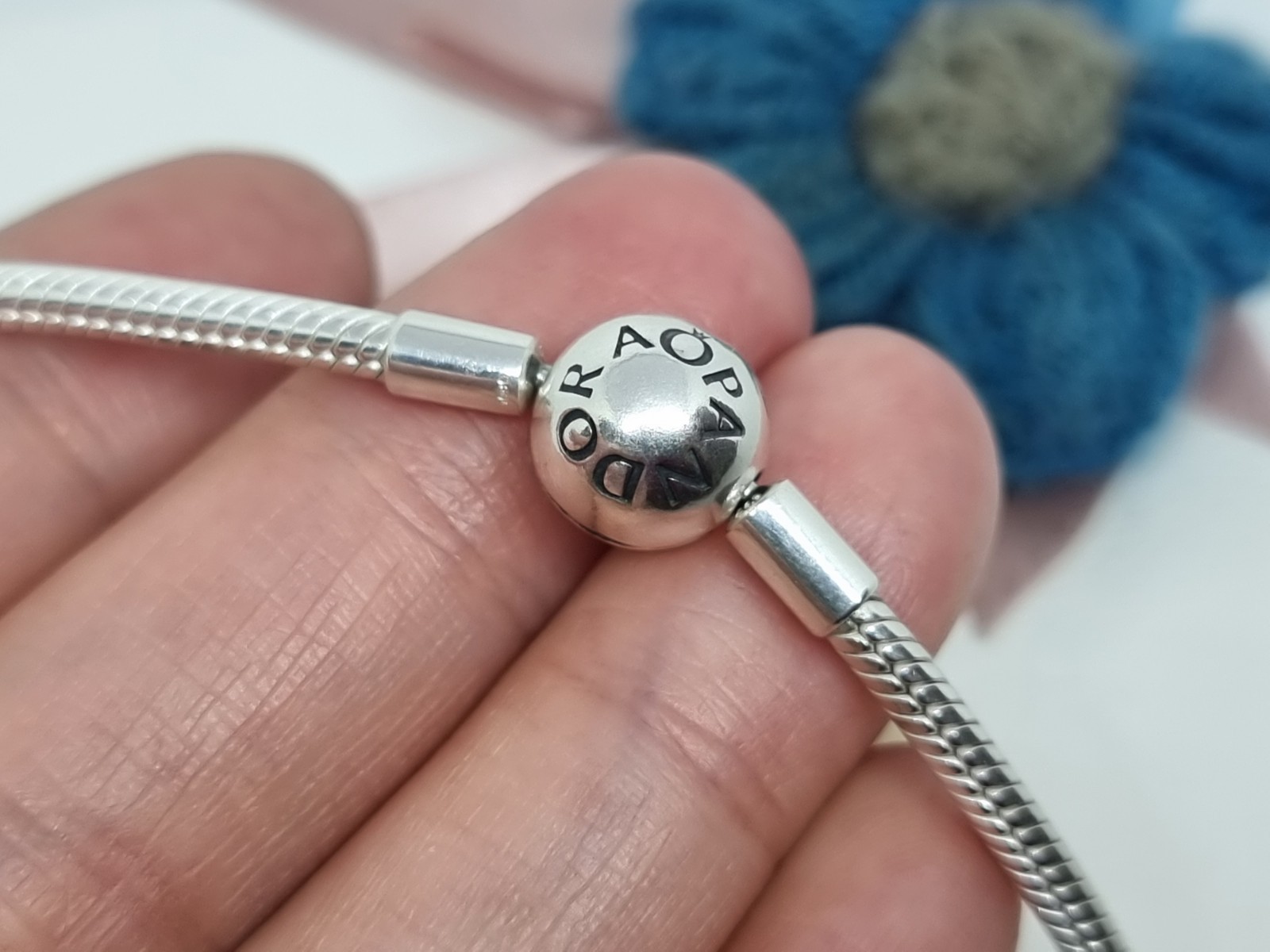 NEW Genuine Pandora Moments Logo Ball Clasp Snake Chain Necklace BOXED 💕 40cm