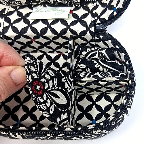 Vera Bradley Travel Jewelry Case Zip Around Quilted 6½”×4″×3¼”