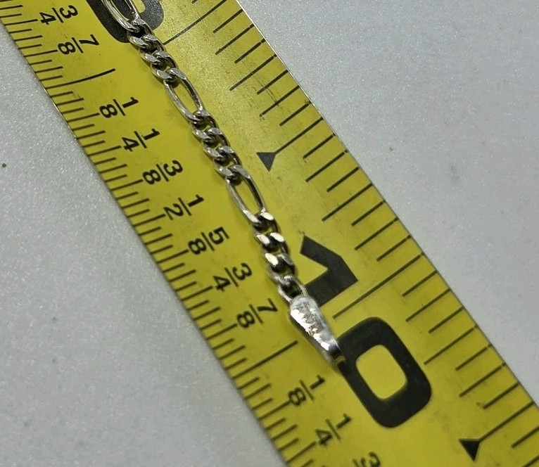 925 Sterling Silver Figaro Chain Anklet – 10-1/8″ – 2.65g – Made In Italy