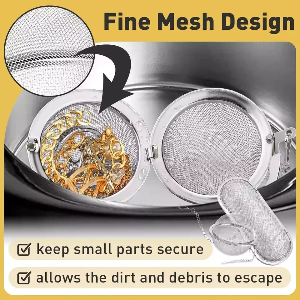 2pcs Ultrasonic Cleaner Baskets Fine Mesh Stainless Steel Parts Cleaning Basket