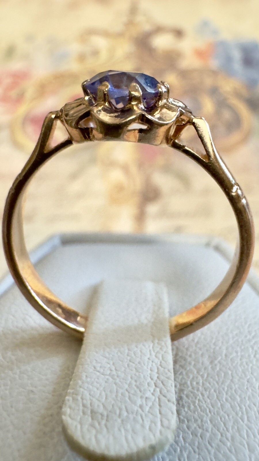 Size 8.5 Vintage East European USSR Era 583 14K Rose Gold Gemstone Ring – #1372