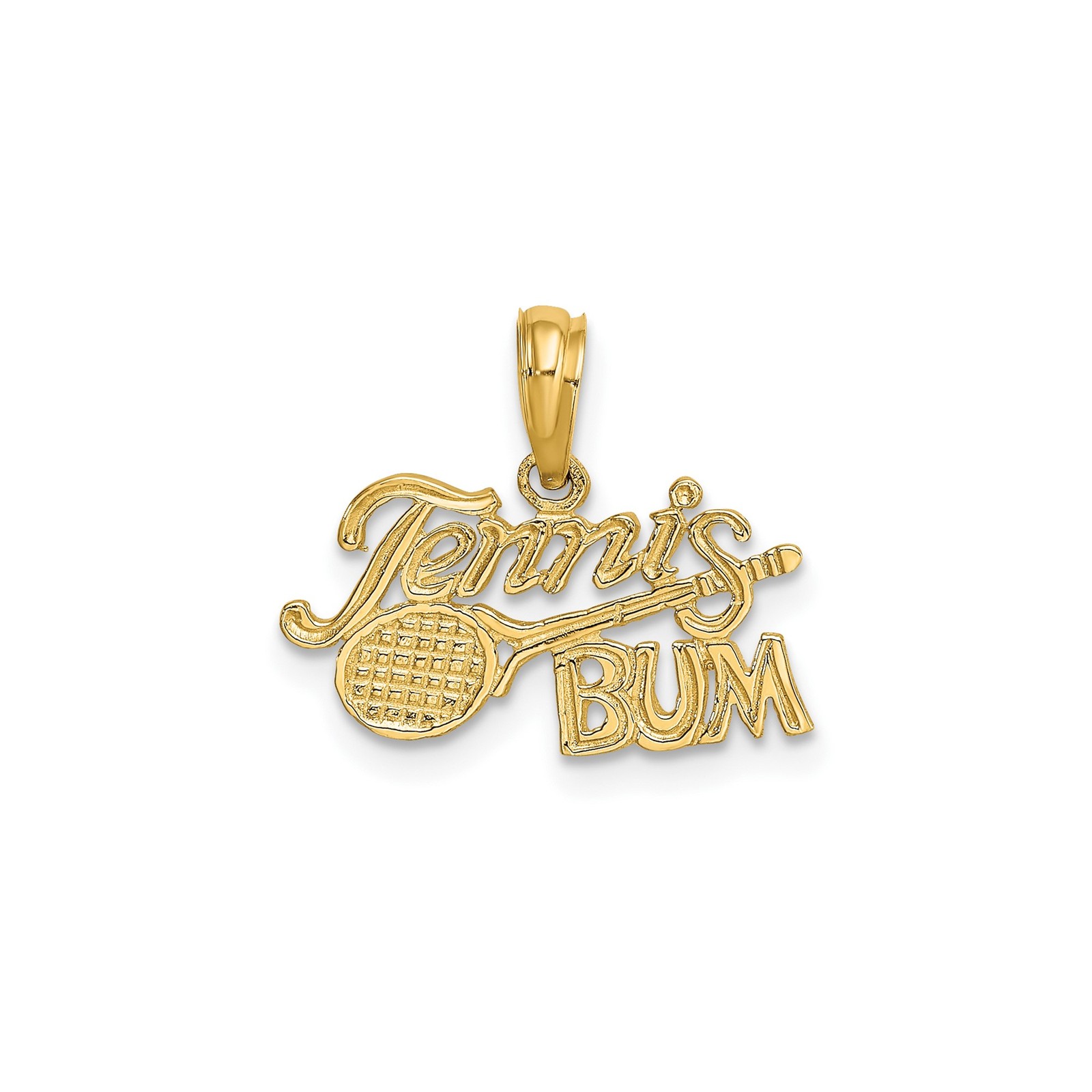 10k Yellow Gold Tennis Bum Pendant with Racket Charm Unisex Sports Necklace