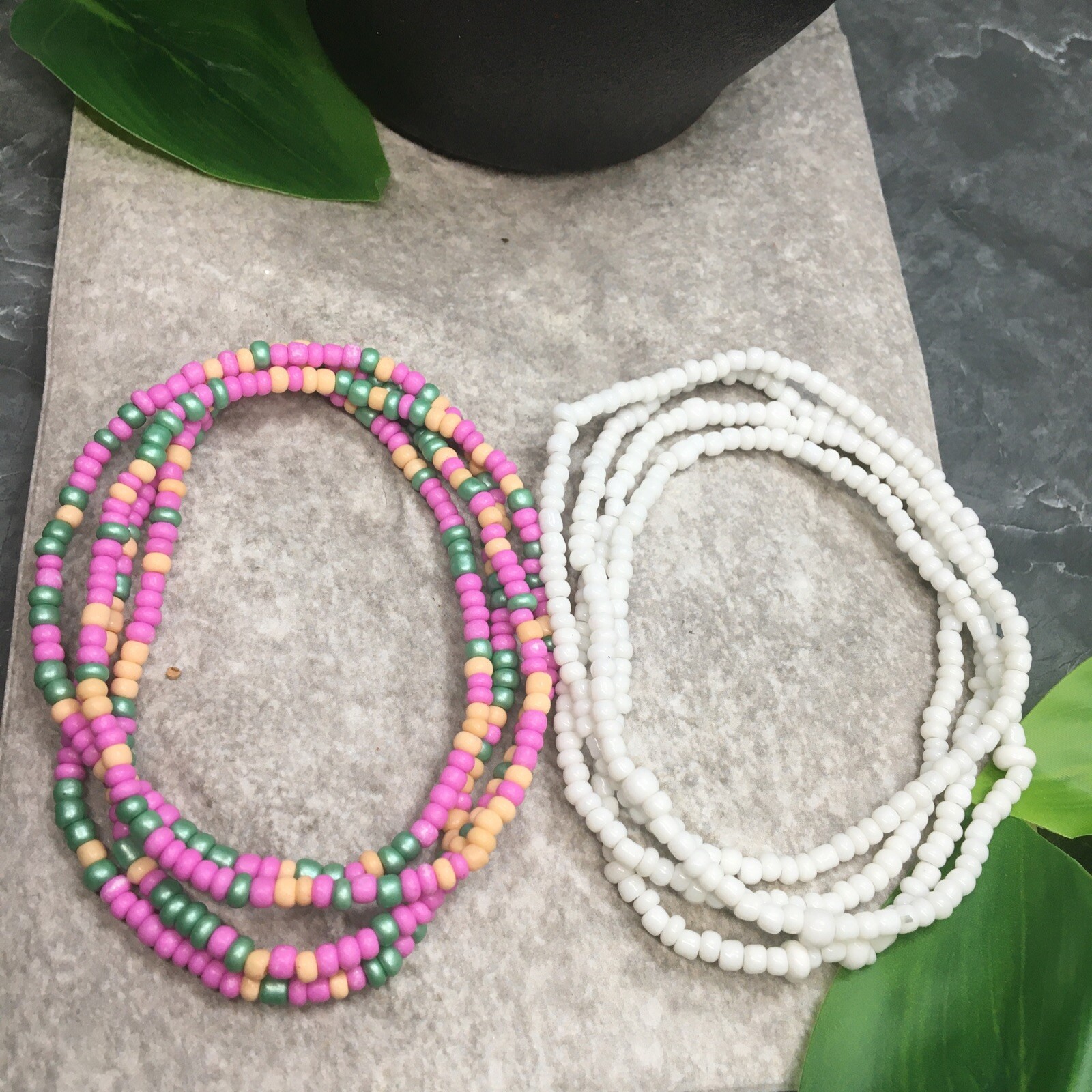 2 PC Handcrafted Waist Beads Jewelry African Bohemia Bracelets Anklet New 7638