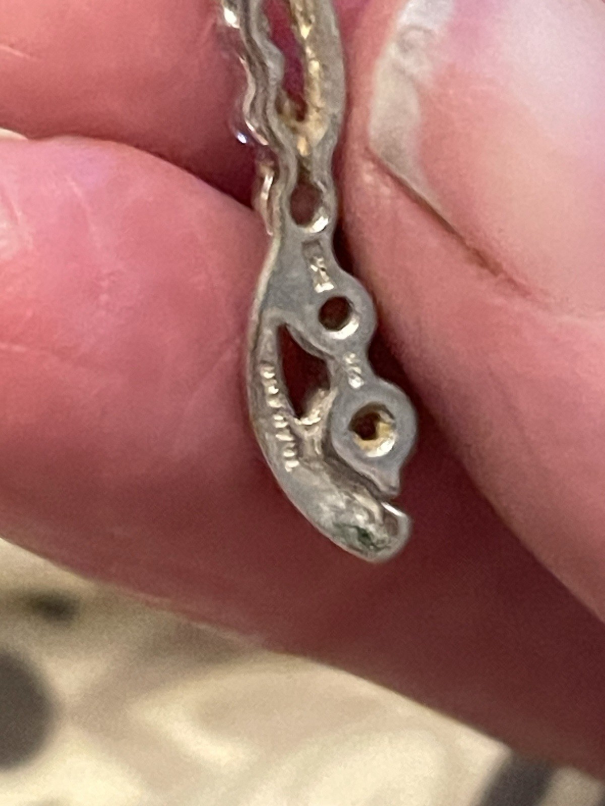 Asymmetrical Charm Pendant Signed Stamped 925 Marking w/ Clear Stones