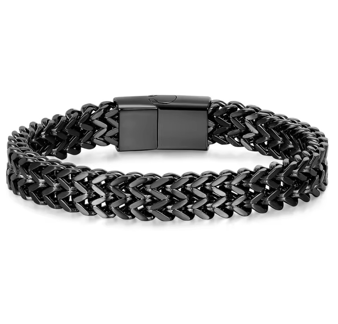 Men’s Woven Chain Bracelet Stainless Steel Gold Silver Black Hip Hop Jewelry