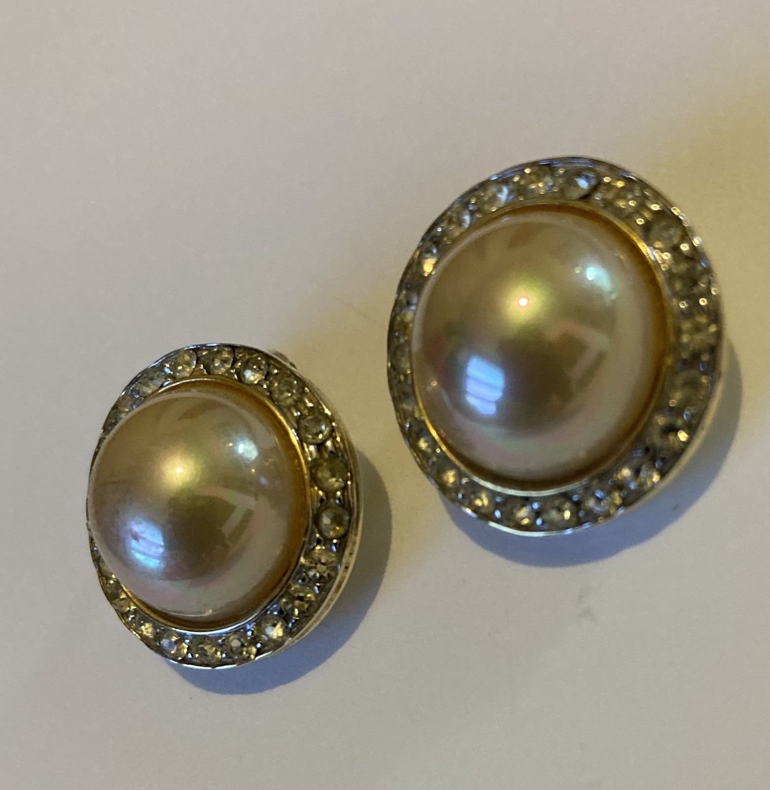 Vintage Italian 835 Silver Vermeil Pearl Clip-on Earrings Vecenza Hallmark