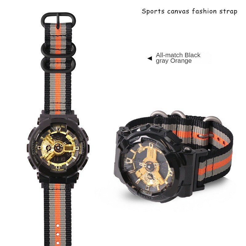 For Casio G-SHOCK Nylon Canvas Silicone sports Watch Band Strap Connector 16mm