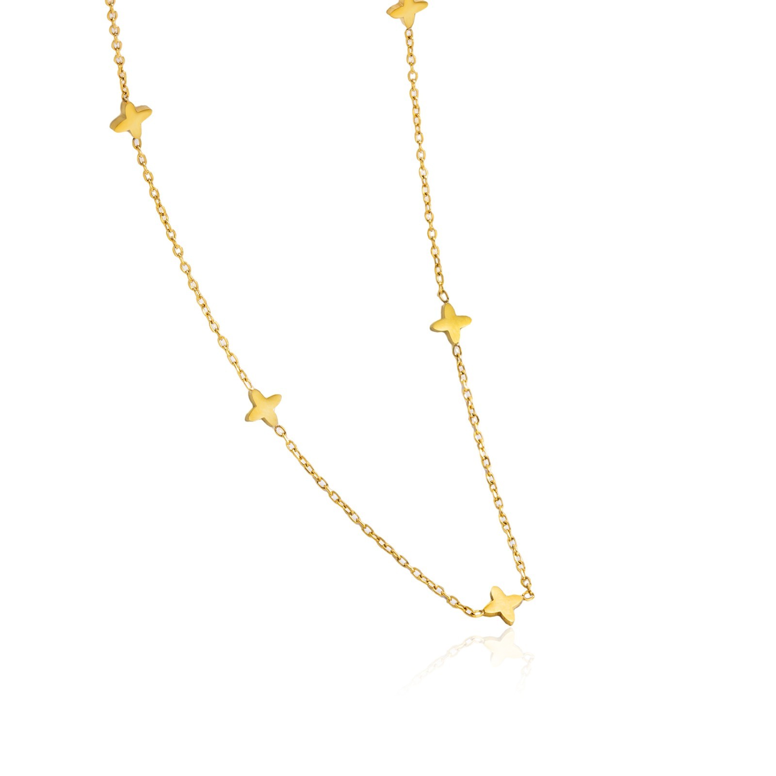 Women 14K Gold Stainless Steel Star Chain Necklace Choker Gift AG