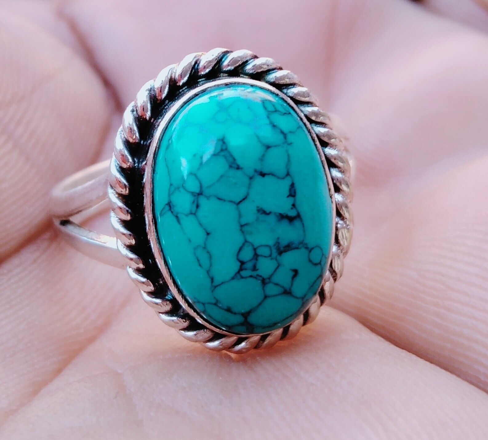 Turquoise 925 Sterling Silver Band& Spinner Ring Handmade ring All Size-U-50