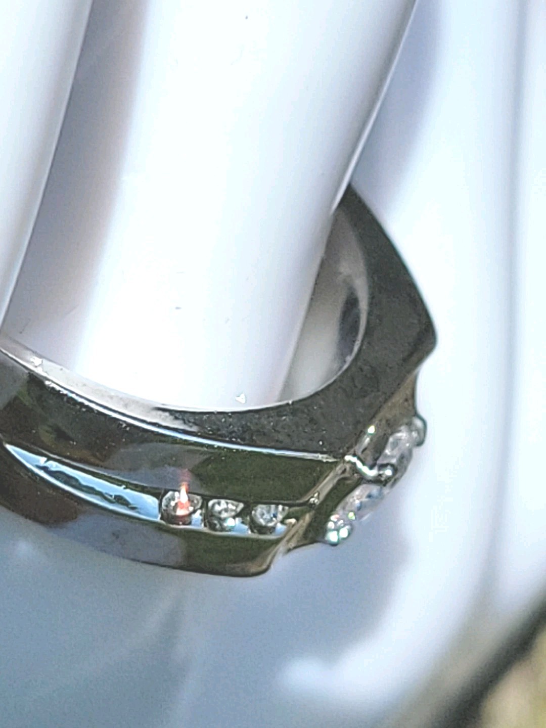 Mens Solitaire Ring White Gold EP 1 CT Simulated Diamonds (pinky)