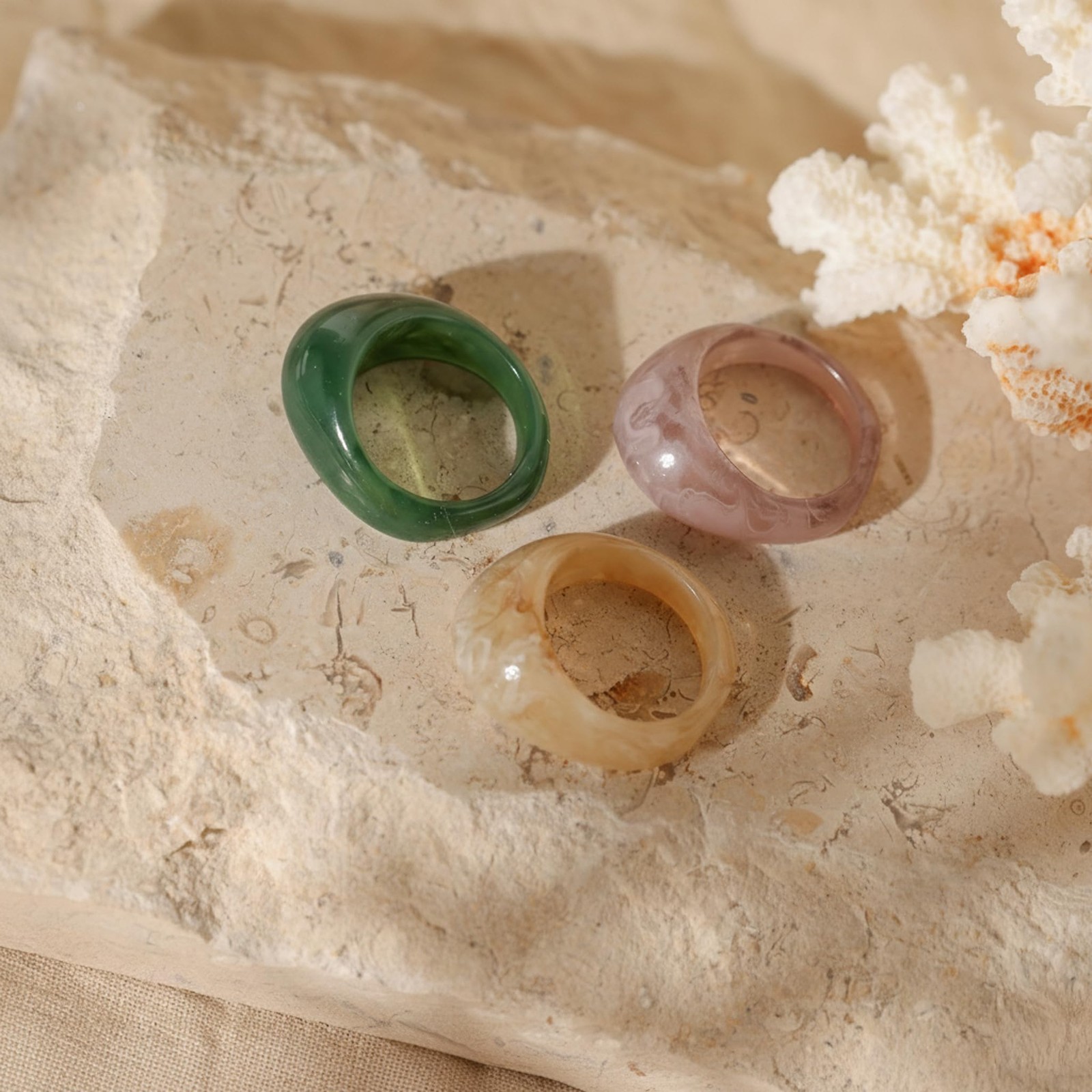 Resin Acrylic Plastic Knuckle Rings for , Chunky Trendy Colorful Stackable Je…