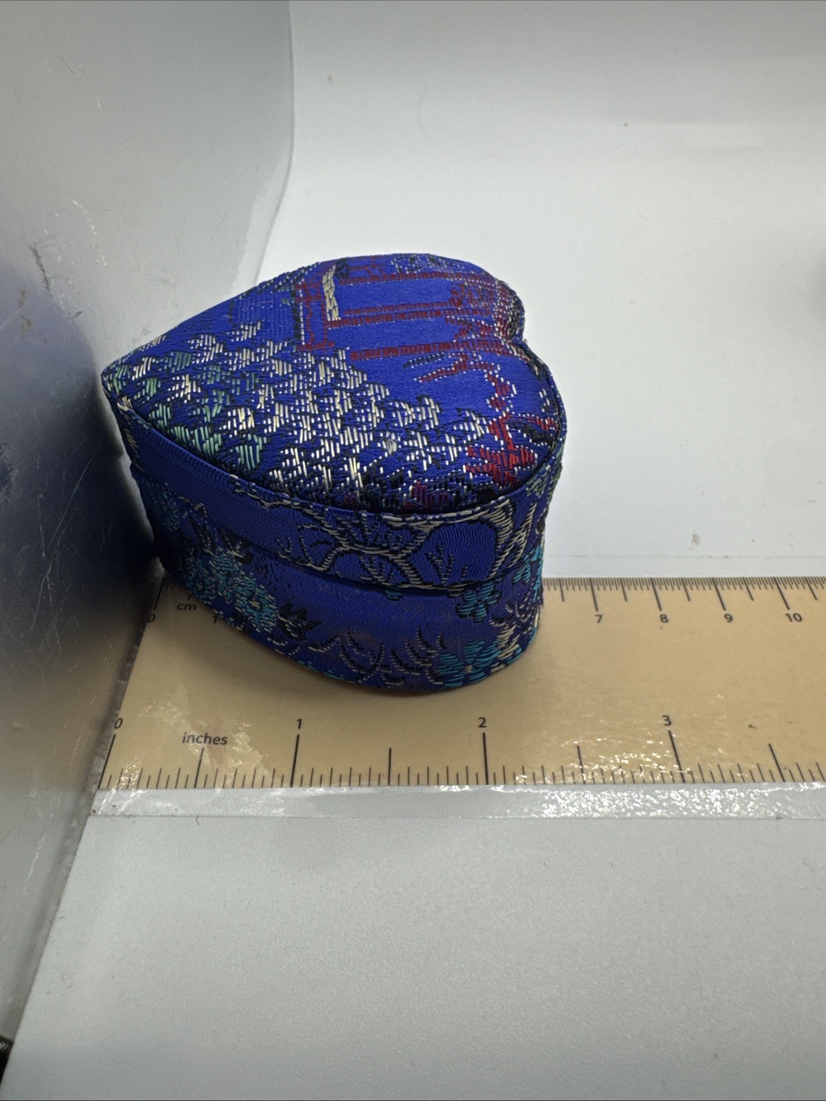 Set Of 2 Asian Ring Jewelry Box Compact Fabric Floral Portable – Heart Shaped